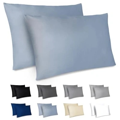 Image de Dreamzie Taie Oreiller 40x70 cm Lot de 2 Housse d&#039;oreiller en Microfibre avec Une Fermeture Eclair Certifiée Oeko Tex Coussin Bleu