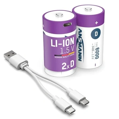Image de Ansmann LR20 USB C Pile rechargeable (D) Li Ion 6000 mAh 1.5 V 2 pc(s)