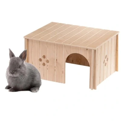 Image de Ferplast Maison Lapin, Accessoire pour Cage avec Toit Plat et Trous d&#039;Aération, en Kit de Montage, 37 x 27,7 h 20 cm, Sin 4647 Niche Bois Lapins