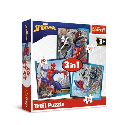 Image de Trefl Marvel Spiderman, Amis des araignées 3en1, 3 Puzzles, de 20 à 50 Pièces Différents Niveaux difficulté, pour Les Enfants partir Ans, 34874, Multicolor
