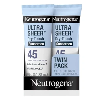 Image de Neutrogena Ecran solaire sec au toucher Ultra Sheer Protection UVA/UVB à large spectre SPF 45 89 ml 2 unités/paquet