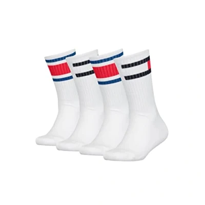 Image de Tommy Hilfiger Mixte enfant Flag 4 Pack Ecom Chaussette d quipage, Blanc, 39 EU