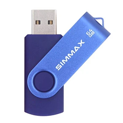 Image de SIMMAX Clé USB 64 Go Mémoire Stick 2.0 Flash Drive Rotation Stockage Disque Pendrive (64Go Bleu)