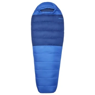 Image de Marmot Lost Coast 15 Short, Sac de couchage momie adulte, duvet canard 600plus, chaud et léger, repliable, 168 cm, jusqu’à 31 C, Trail Blue/Twilight, cm