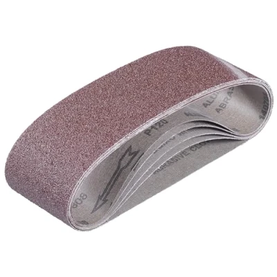 Image de kwb by Einhell Lot de 5 bandes abrasives 75 x 533 mm (5 abrasives, mm, compatible avec ponceuse à bande verticale Einhell, Black &amp; Red