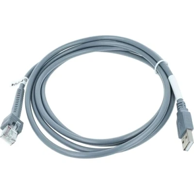 Image de vhbw Câble de données USB 2.0 mâle vers RJ45 compatible avec Datalogic QuickScan QBT2430, QBT2131, QD2100 lecteur code barres Cordon, 2 m gris