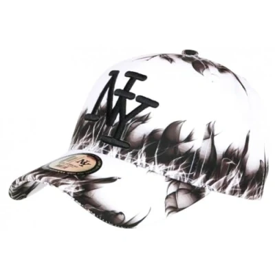 Image de Casquette NY Blanche et Noire Look Streetwear Fashion Baseball Fire Taille: Taille Unique Couleur: Blanc Mixte