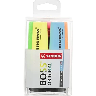 Image de Surligneur STABILO BOSS ORIGINAL Coffret verre de 6 Jaune/Vert/Orange/Rouge/Rose/Bleu