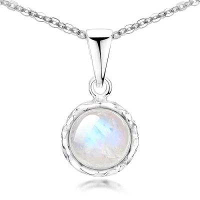 Image de MATERIA by Matthias Wagner Pendentif pierre de lune ronde en argent 925 pour femme avec chaîne, Gemme
