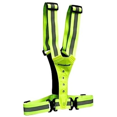 Image de InnovaGoods Harnais Sportif LED Réfléchissant, Sécurité Visibilité Nuit, Rechargeable USB, 3 Modes Éclairage, Unisexe, Jaune Citronier, Taille Unique, Polyester