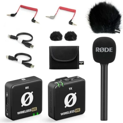 Image de Rode Kit de microphone sans fil ME + adaptateur poignée interview GO protection contre le vent Keepdrum BK