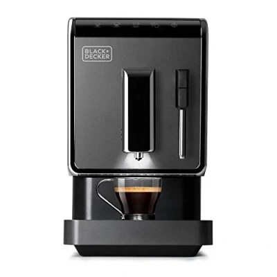 Image de BLACK+DECKER BXCO1470E Machine à Café Grains 1470 W, Broyeur de 160 g, Écran Tactil, Design Moderne et Compacte 18 cm, Réservoir 1,2 L, Lavage Automatique, Programmable, Noir