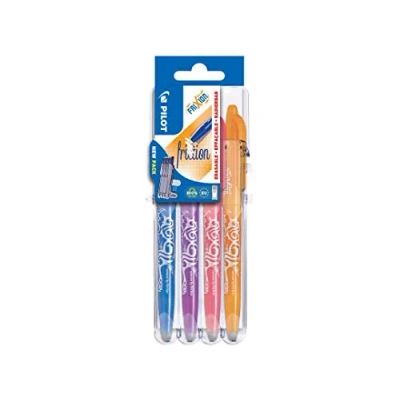Image de Pilot 1 Etui Chevalet de 4 rollers FriXion Ball Fun Pointe Moyenne 0.7 mm. Assortis Turquoise, Violet, Rose et Orange