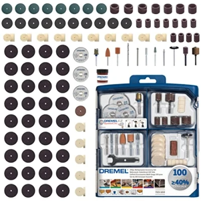 Image de Dremel SC723 Coffret de 100 Accessoires pour Outil Multifonction Rotatif incluant système EZ SpeedClic Découper, Poncer, Graver, Meuler, Nettoyer, Sculpter et Polir, gris