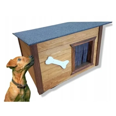 Image de QLS Niche pour chien en bois isolée l&#039;extérieur Résistant à l&#039;hiver 67 x 52 cm