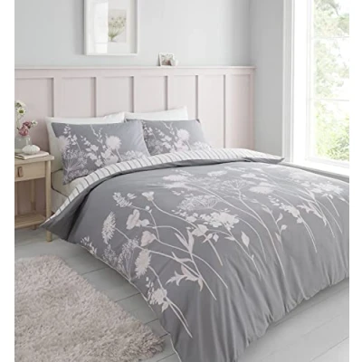 Image de Catherine Lansfield Parure de lit réversible avec Housse Couette et taies d&#039;oreiller Motif Floral Rose Super King