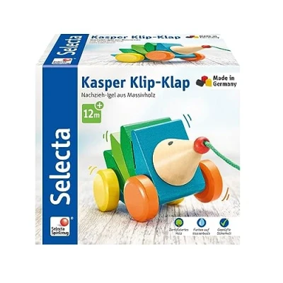 Image de Selecta 62022 Le hérisson Kasper, jouet à tirer sur roulettes, en bois, 16 cm