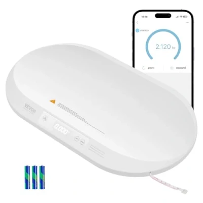 Image de VEVOR Pèse Bébé Numérique, Balance Intelligent Bluetooth, Ruban à Mesure Intégré, Fonction de Maintien et Tare, Charge 40 kg, 5 Unités, pour Suivi Poids Taille, Tout petit, Animaux Domestiques