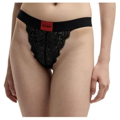 Image de HUGO Thong Lace String, Black2, L Femme