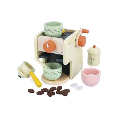 Image de Janod Machine à Café Enfant Barista en Bois avec Moulin Manuel 20 Accessoires Inclus et Feutrine Jouet d&#039;Imitation Développe Imagination Dès 3 Ans J06644