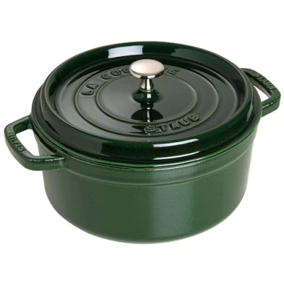 Image de STAUB Cocotte en Fonte Émaillée avec Couvercle, Tous feux dont induction, 4 à 5 personnes, Ronde, 26 cm, L, 6 kg, Vert/Basilic