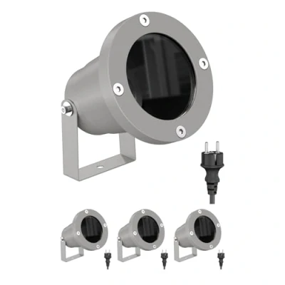 Image de ledscom.de 4 projecteurs de jardin DUK pour l&#039;extérieur, IP65, fiche, gris, 1x GU10 max. 15W