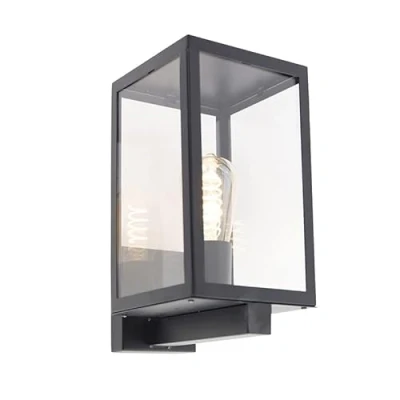Image de QAZQA rotterdam Applique murale 1 lumière L 210 mm Noir Moderne éclairage extérieur