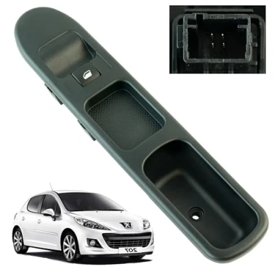 Image de Bouton leve vitre compatible pour Peugeot 207 (2006 2014) 4 PIN commande lève avant droit (passager) 6554QL