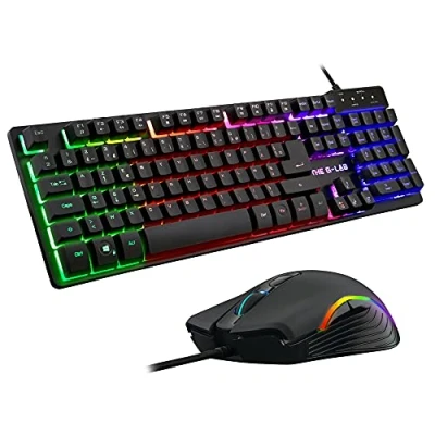 Image de The G LAB Combo KRYPTON Clavier Gaming AZERTY USB Anti Ghosting + Souris 6 boutons 3200 dpi Pack Gamer filaire PC PS4 Xbox One Mac Rétro éclairage RGB (Noir)