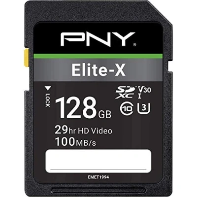 Image de PNY Elite X SDXC card 128GB Class 10 UHS I U3 100MB/s