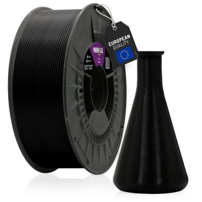 Image de WINKLE Filament PP (polypropylène) noir pour imprimante 3D 1,75 mm 700 g Haute résistance aux chocs Bobine de