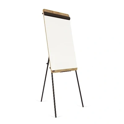 Image de ROCADA Tableau Blanc avec support et cadre en bois Trépied réglable hauteur 69 x 115 cm