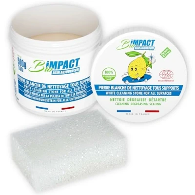 Image de Pierre blanche de nettoyage d&#039;argile 500g éponge incluse Nettoyant ménager certifié ECOCERT Fabriqué en France