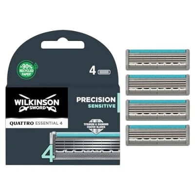 Image de Wilkinson Sword Quattro Titanium Sensitive Lames de Rasoir pour Homme, Standard, 4 Unité (Lot 1)