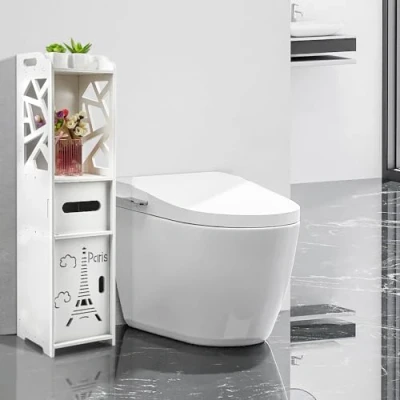 Image de OHMG meuble de salle bain, toilette, étagère toilettes, étroit, 20 x 80 cm, blanc, cm (20 cm)