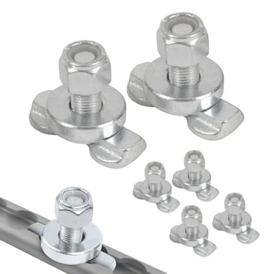 Image de OldBones L Track Lot de 6 raccords filetés à double cosse Ancrage d&#039;arrimage rail en pour remorques fermées, fourgonnettes chargement, montage vis ligne aérienne M10 x 30 mm,