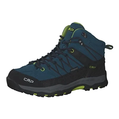 Image de CMP Kids Rigel Mid Trekking Shoes WP Chaussures de randonnée, Bleu Vert Lime (Deep Lake Acido), 38 EU
