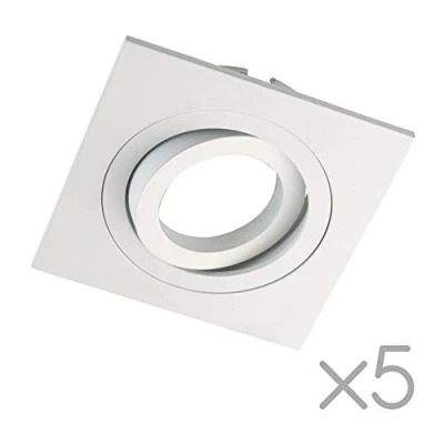 Image de Wonderlamp W E000141 Spot encastré carré, Aluminium, Blanc, Pack 5