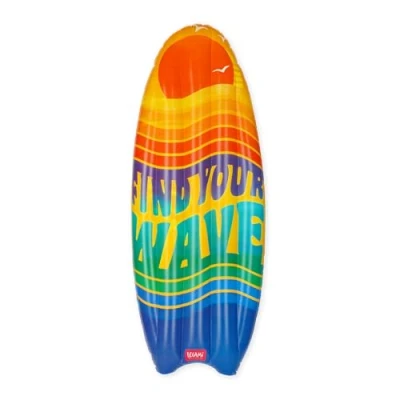 Image de Legami Matelas de Plage Gonflable, Gonflable Simple, en Forme Planche Surf, 2 Chambres à air, avec écusson Autocollant, supporte jusqu&#039;à 90 kg, 80 x 173 cm, Vagues