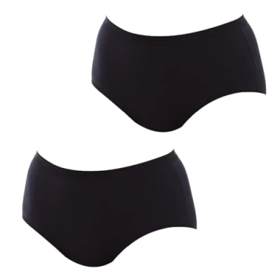 Image de Playtex Femme Midi Coton Bio Ultra confortable X2 Culotte, Noir, 52 EU