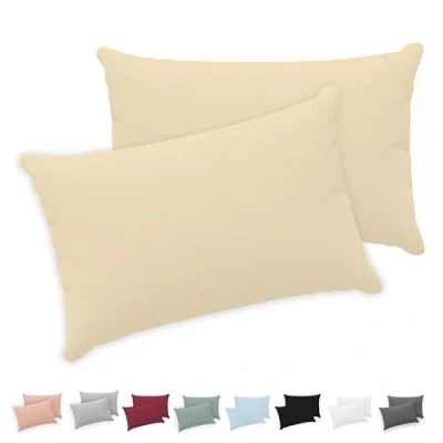 Image de Twinzen® Taie Oreiller 40x70 (Lot de 2) 100% Coton Jersey 150 GSM Beige d&#039;oreiller Housse Coussin avec Fermeture Éclair Certifié Oeko Tex