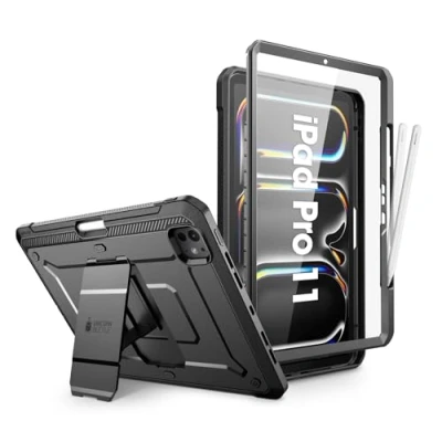 Image de Coque Intégrale pour iPad Pro 11 2024 Antichoc avec Béquille Support Noir Neuf