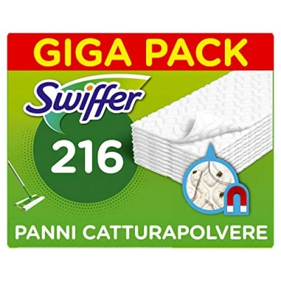 Image de Swiffer Chiffons Capture Poussière Maison, 216 Microfibre Sec, De La Et Sale, Idéal pour Tous Les Types Planchers Poils d&#039;animaux, Maxi Taille