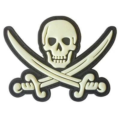 Image de Calico Jack Skull Pirate Jolly Roger Morale Tactical ISAF PVC Rubber 3D Touch Fastener Patch