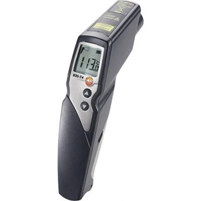 Image de Testo 0560 8314 830 T4 Thermomètre infrarouge avec laser 2 points, rapport optique 30:1, valeurs limites réglables, fonction alarme et possibilité de brancher des capteurs externes