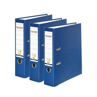 Image de Falken Lot de 3 classeurs en plastique polypropylène couleur végétalienne 8 cm large, format DIN A4, bleu végétalien
