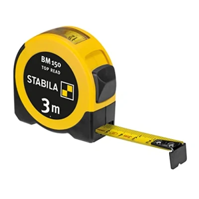Image de STABILA BM 150 Mètre ruban de poche avec échelle métrique, fenêtre visualisation pour lecture directe, boîtier ABS incassable, crochet démarrage mobile, clip ceinture, précision MID