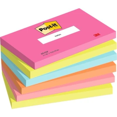 Image de Post it Notes, Couleurs Poptimistic, Pack de 6 Blocs, 100 Feuilles par Bloc, 76 mm x 127 mm, Rose, Vert, Bleu, Orange Notes Autocollantes pour Prise Listes Tâches et Rappels
