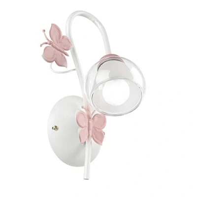 Image de ONLI Applique à une lumière en métal papillons peints blanc/rose