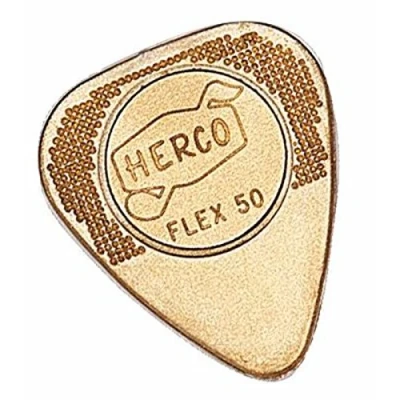 Image de Jim Dunlop Herco Flex Lot de 12 médiators en nylon Taille M 50 Medium doré